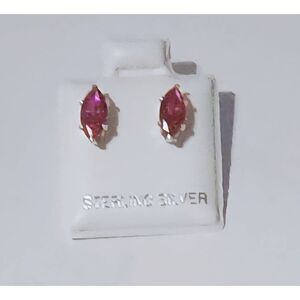 NEW~1 Ct. Marquise Cut Lab Ruby Gemstone Stud Earrings~.925 Sterling Silver